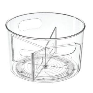 Linus BPA-Free Plastic Turntable Organizer with Removable Dividers - 10.5 x 10.5 x 6.36. Clear