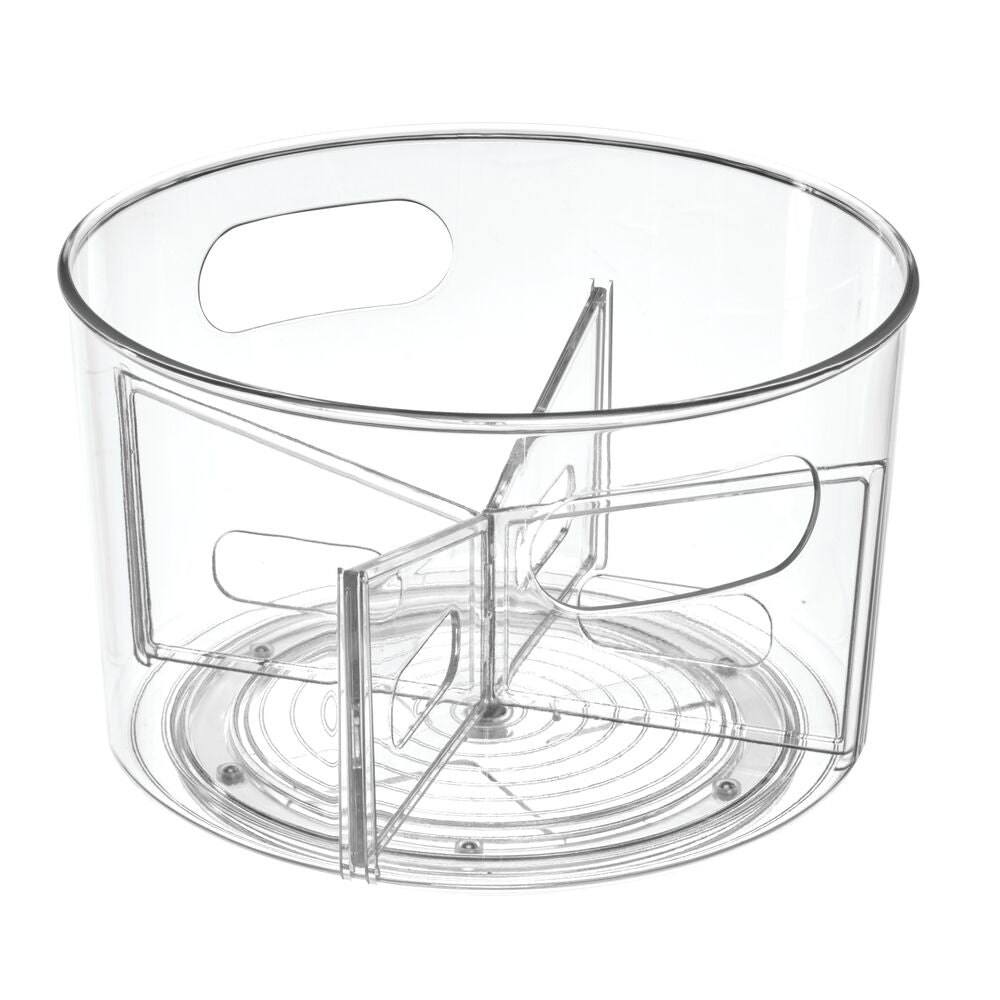 Linus BPA-Free Plastic Turntable Organizer with Removable Dividers - 10.5 x 10.5 x 6.36. Clear