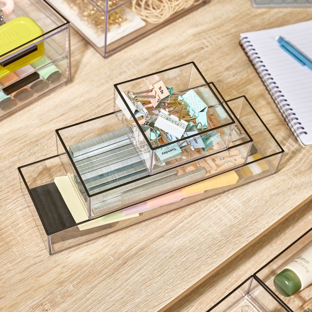 RPET Onyx Stack & Slide Organizers (Set of 3) Clear - Image 5