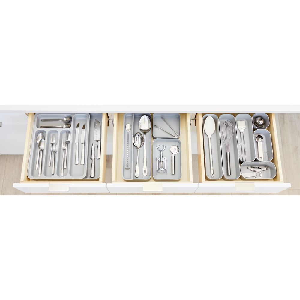 iDesign Eco BPA-Free Recycled Plastic Expandable Flatware and Cutlery Tray. Flint - Image 5