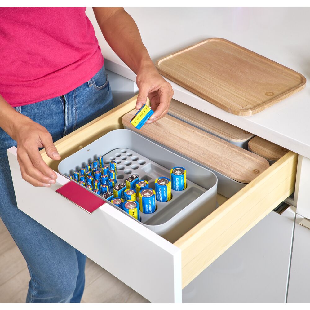 iDesign Eco BPA-Free Recycled Plastic Divided Battery Organizer Insert. Gray - Image 6