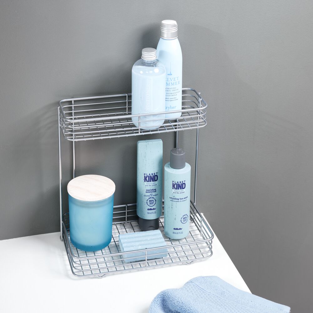 iDesign Vienna 2-Tier Rectangular Shelf in Silver - Image 6