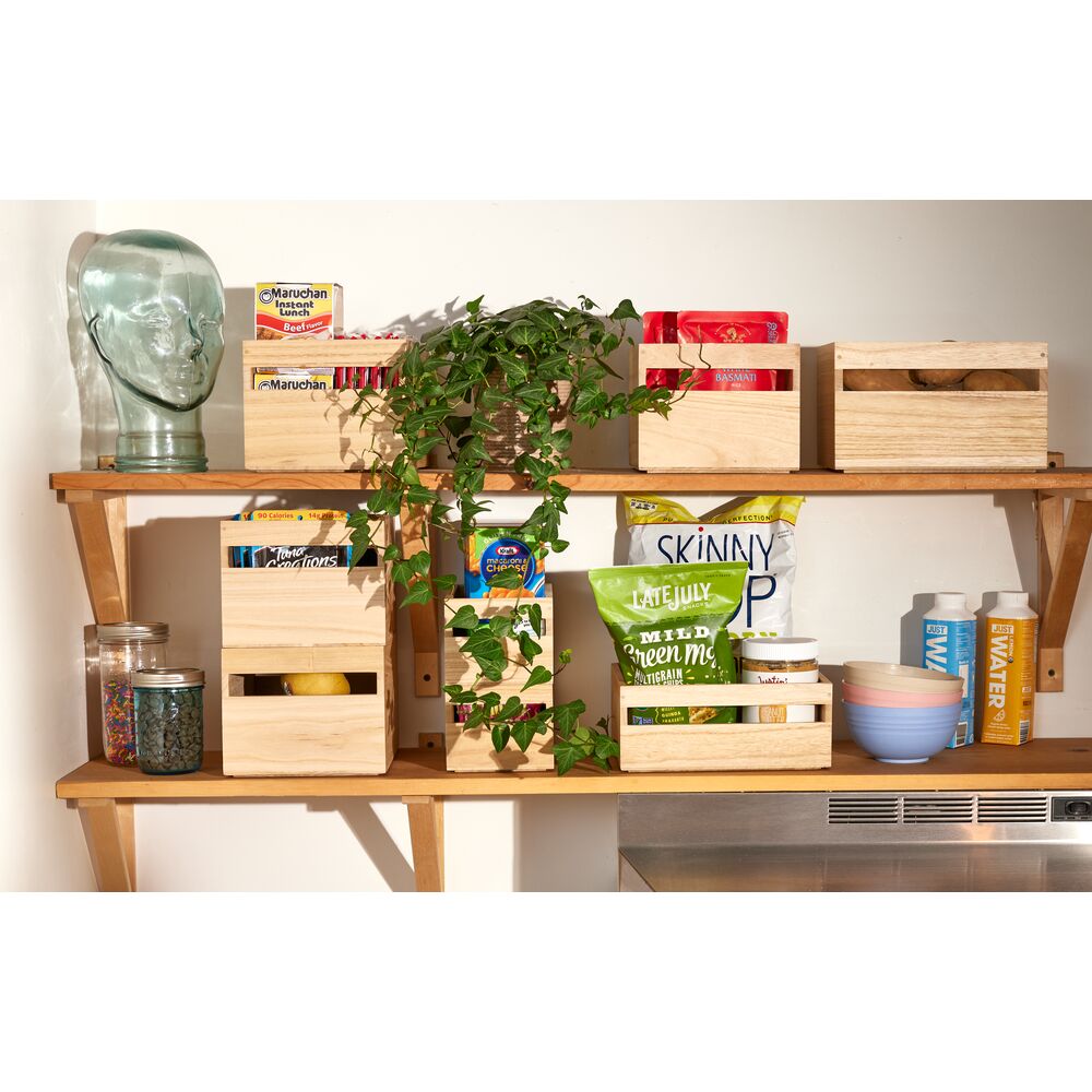 iDesign EcoWood Natural Paulownia Wood Storage Bin with Handles - Image 8