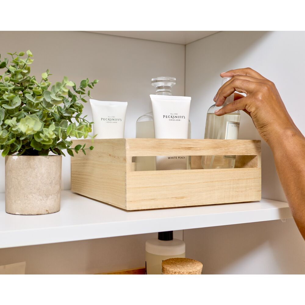 iDesign EcoWood Natural Paulownia Wood Storage Bin with Handles - Image 6