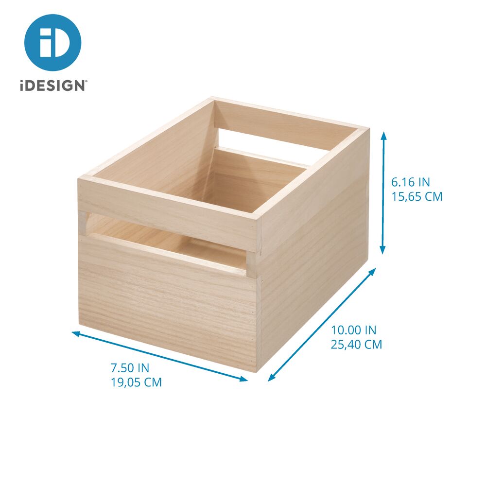iDesign EcoWood Natural Paulownia Wood Storage Bin with Handles - Image 6