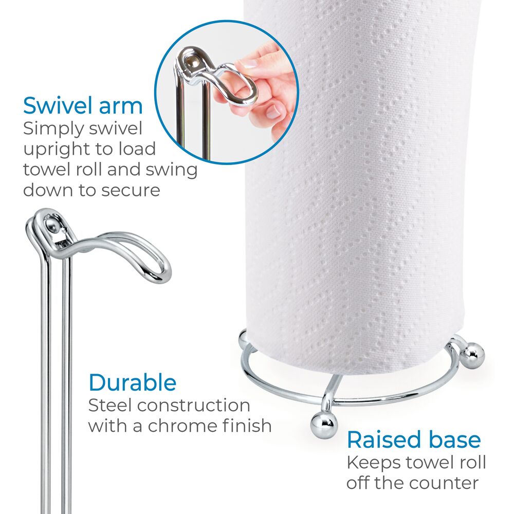 iDesign Classico Swivel Arm Paper Towel Holder Stand in Chrome - Image 4