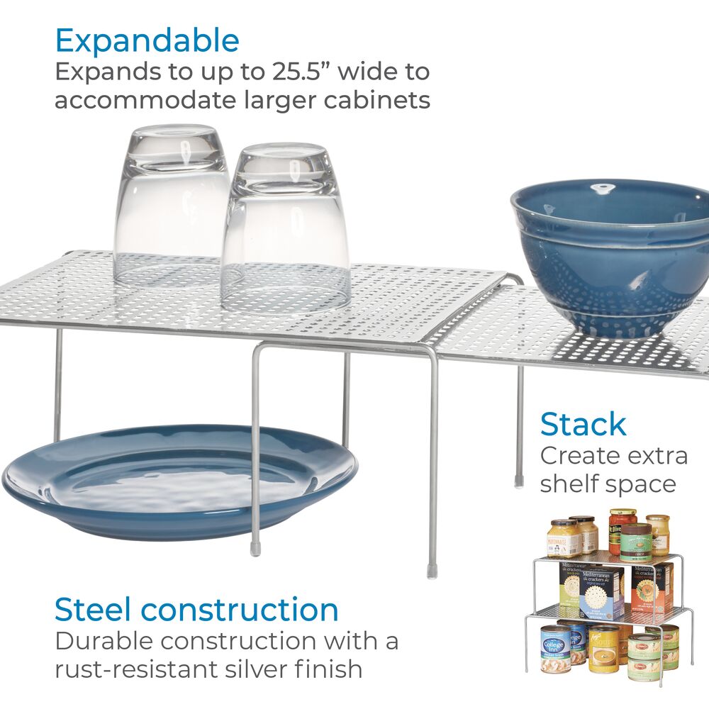 Classico Expandable & Stackable Cabinet Shelves Silver - Image 2