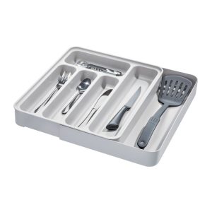 iDesign Eco BPA-Free Recycled Plastic Expandable Flatware and Cutlery Tray. Flint