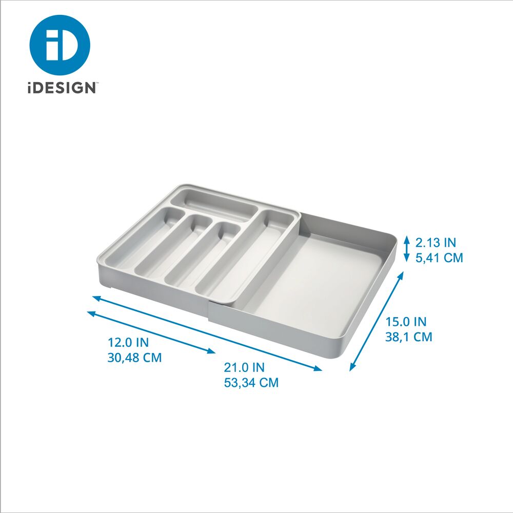 iDesign Eco BPA-Free Recycled Plastic Expandable Flatware and Cutlery Tray. Flint - Image 6
