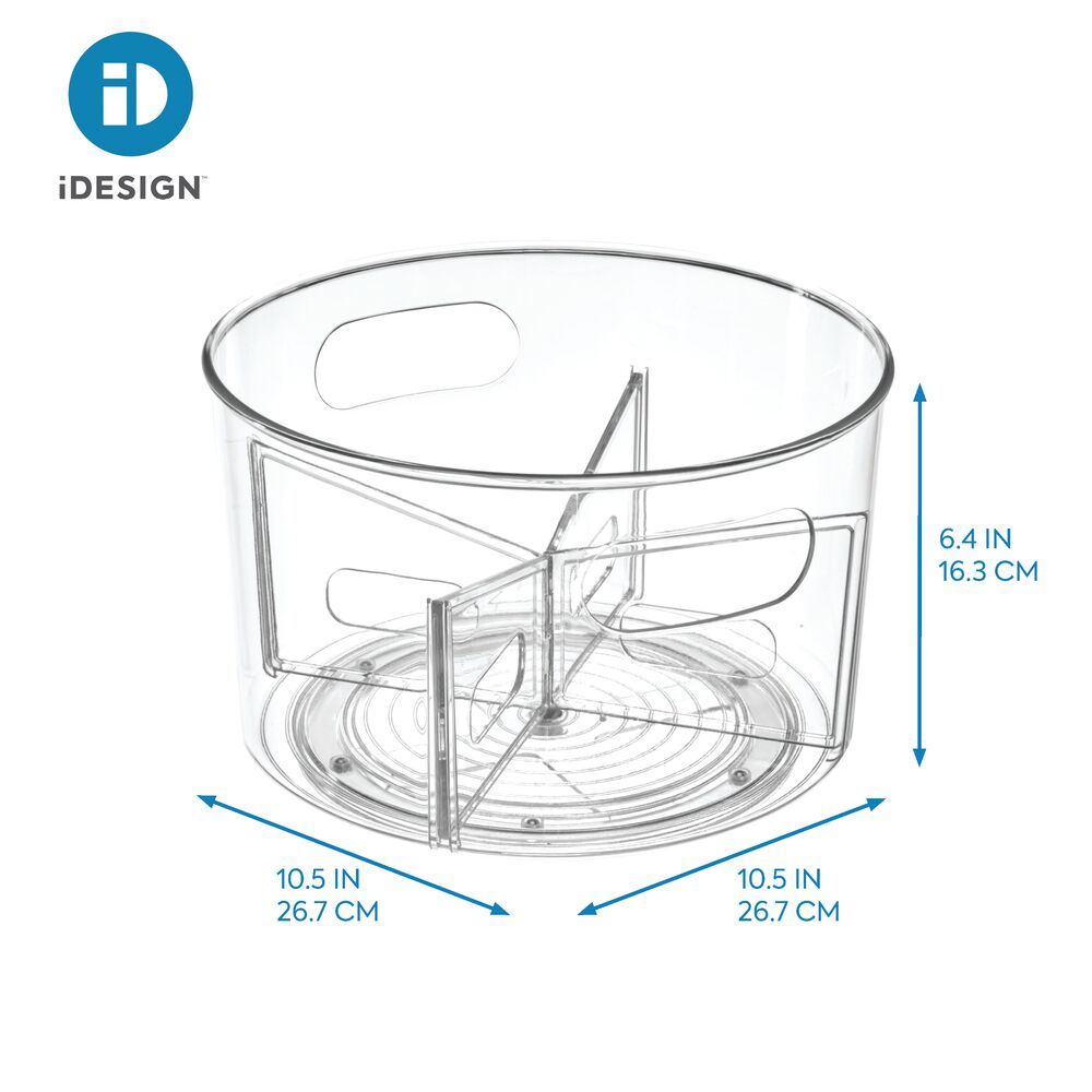 Linus BPA-Free Plastic Turntable Organizer with Removable Dividers - 10.5 x 10.5 x 6.36. Clear - Image 2