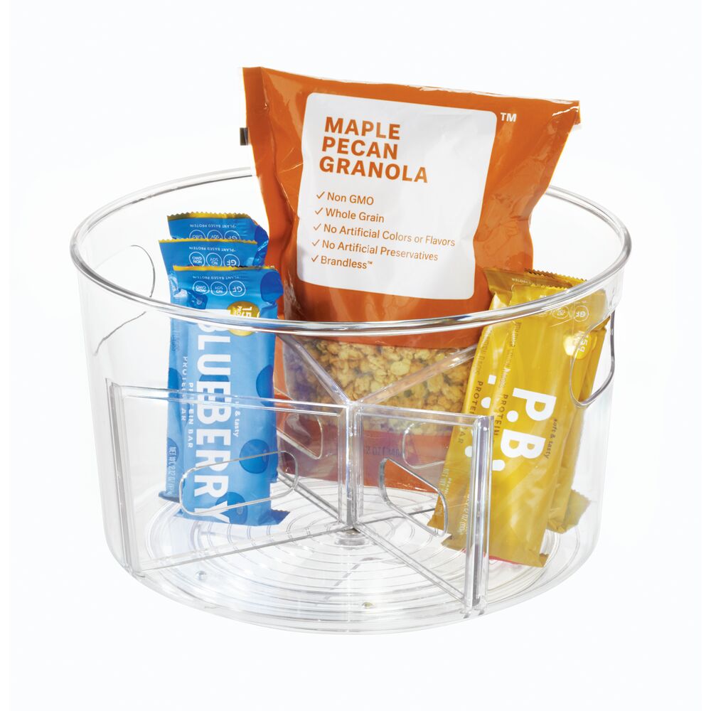 Linus BPA-Free Plastic Turntable Organizer with Removable Dividers - 10.5 x 10.5 x 6.36. Clear - Image 3