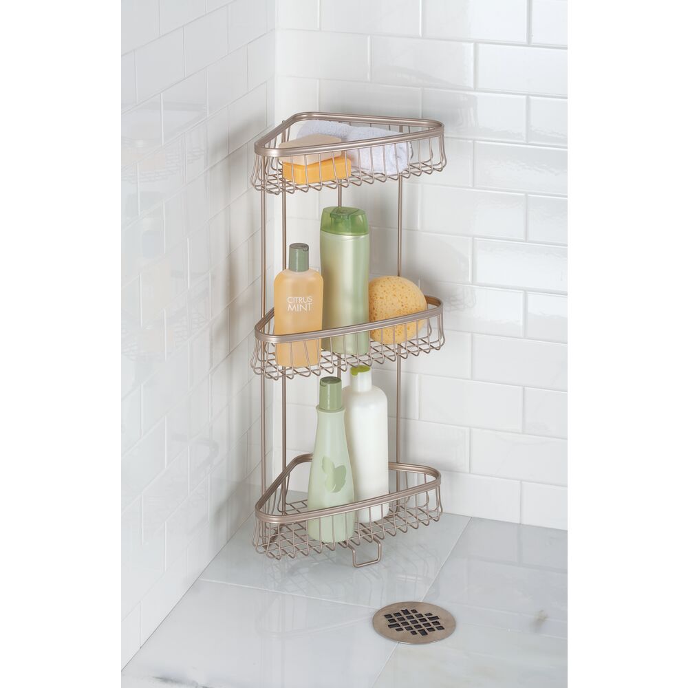 York Lyra 3 Tier Shower Shelf Satin - Image 2