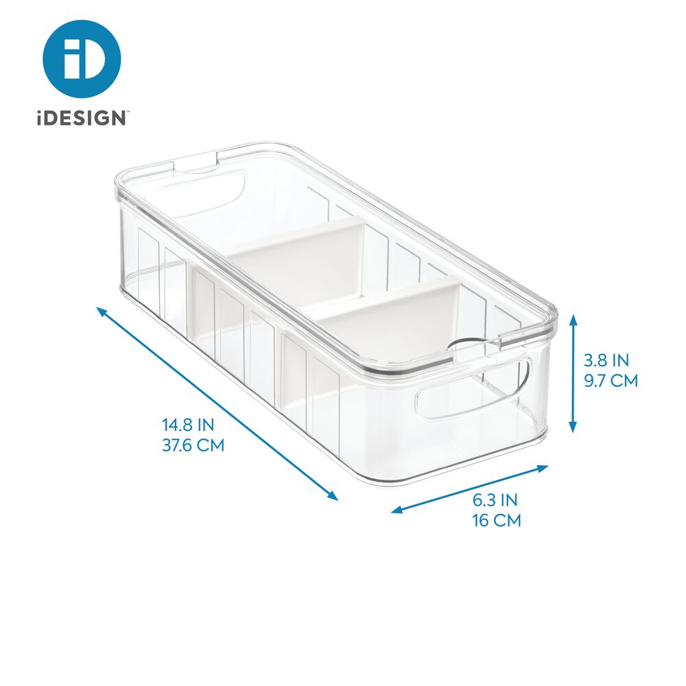 iDesign Crisp Large Divided Bin made with Recycled Plastic in Clear - Image 4