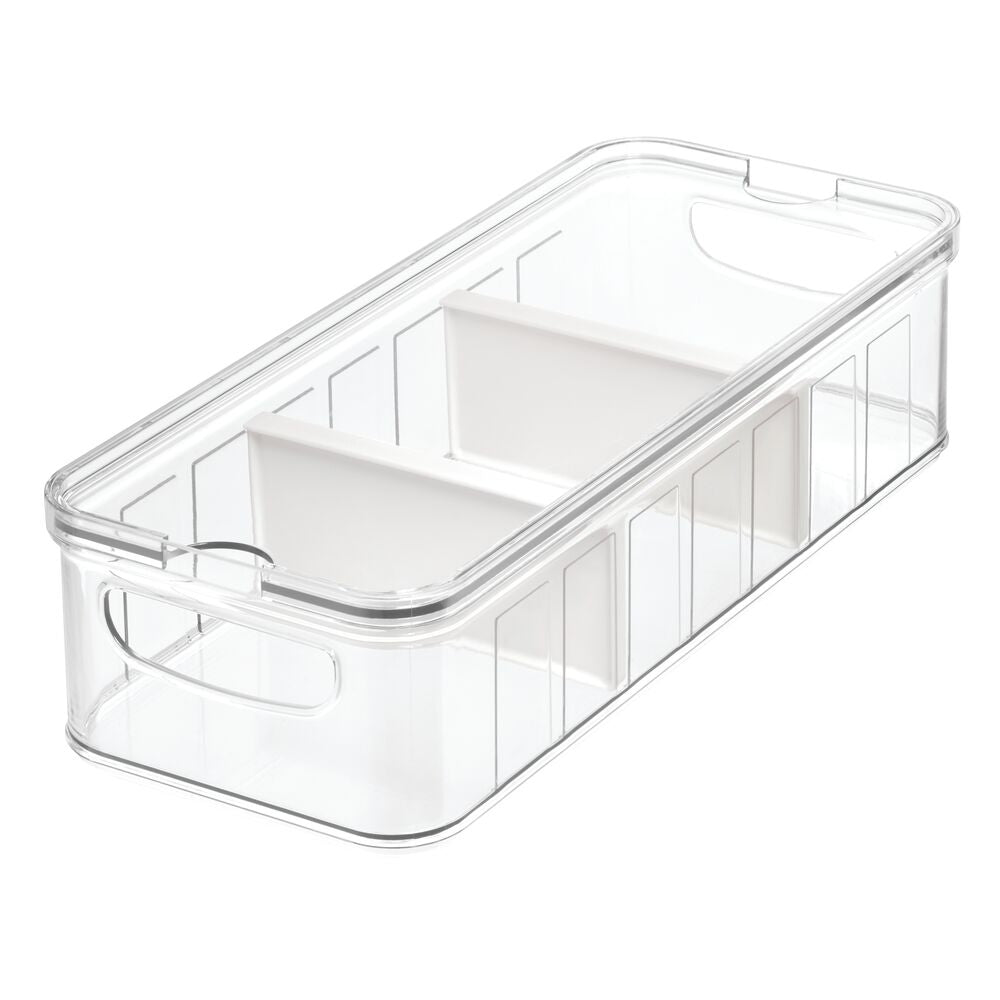iDesign Crisp Large Divided Bin made with Recycled Plastic in Clear - Image 2