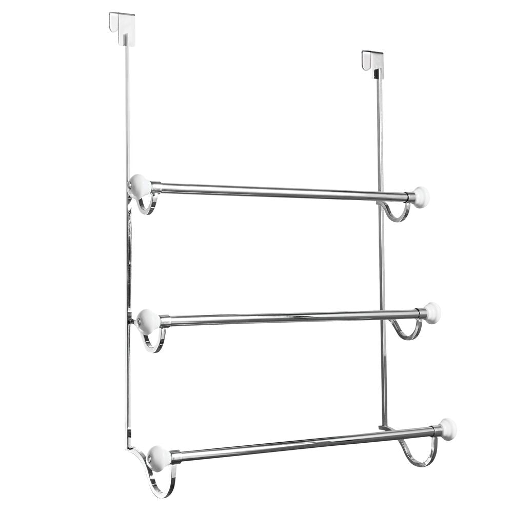 York Over Shower Door Towel Rack 3 White/Chrome - Image 3