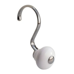 York Shower Hooks. Set/12 White/Chrome