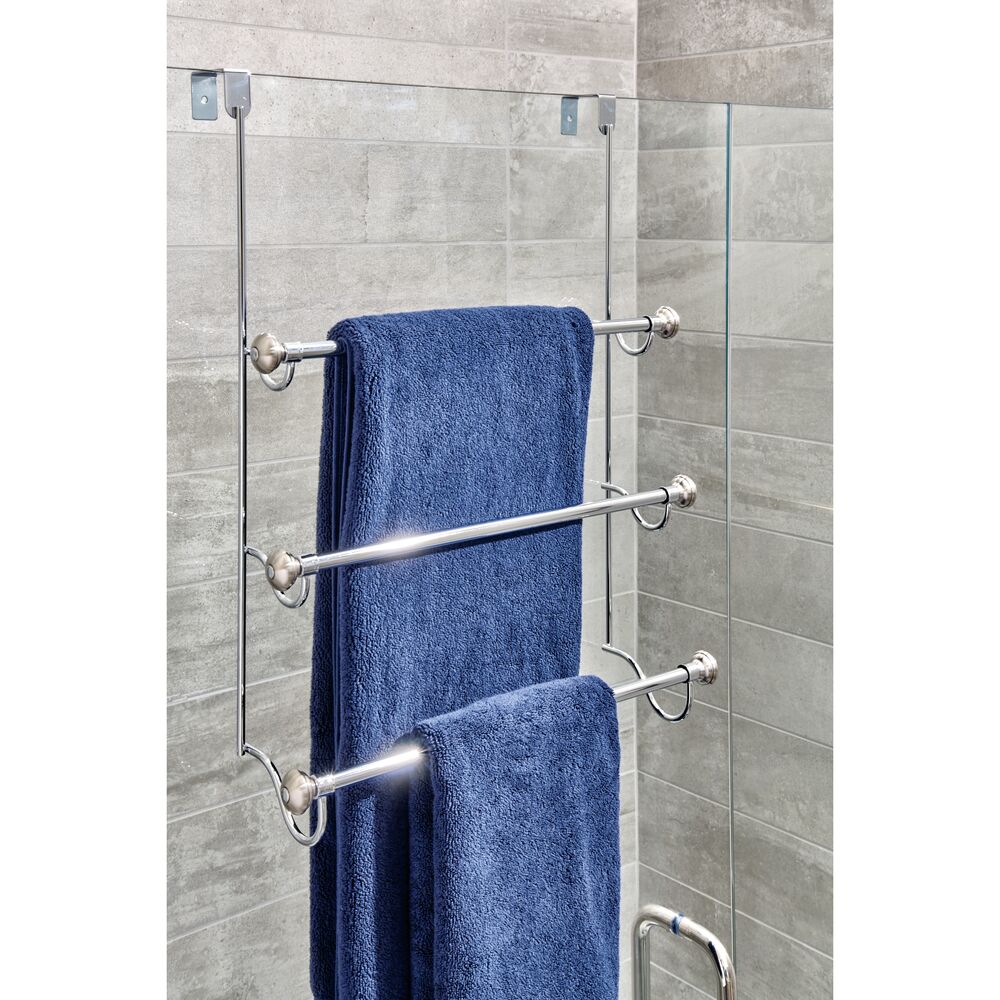 York Metal Over Shower Door Towel Rack 3 Split Finish - Image 2