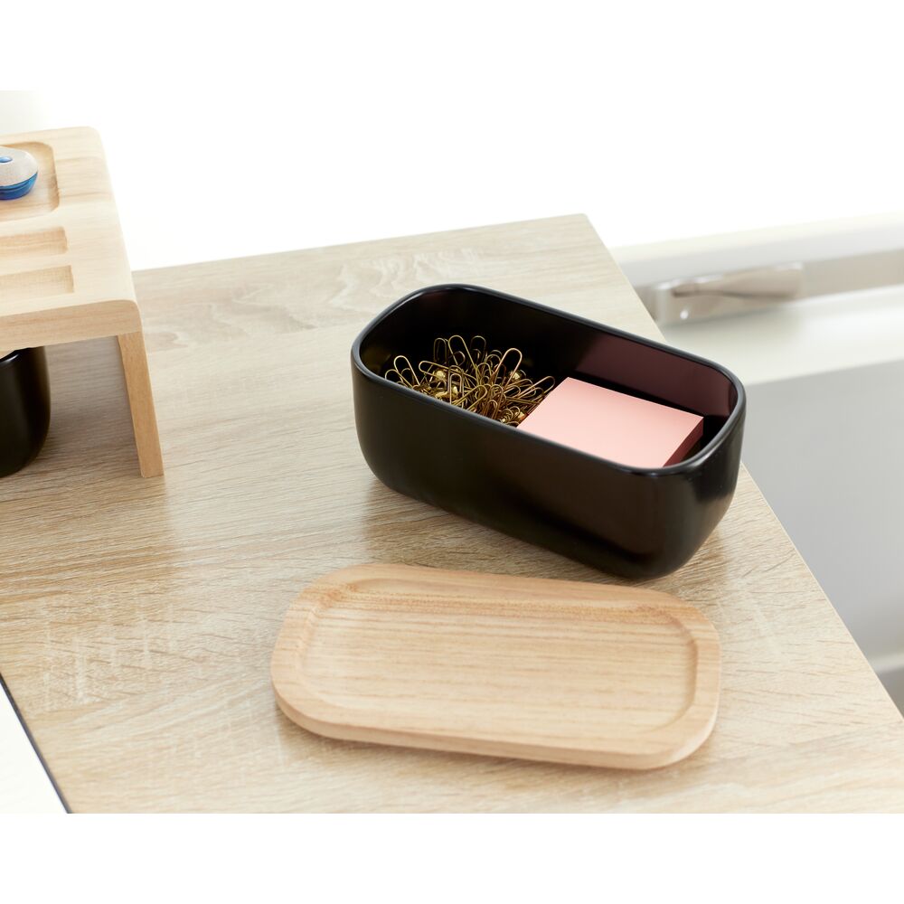 Eco Office Ceramic Bin with Lid Matte Black - Image 6
