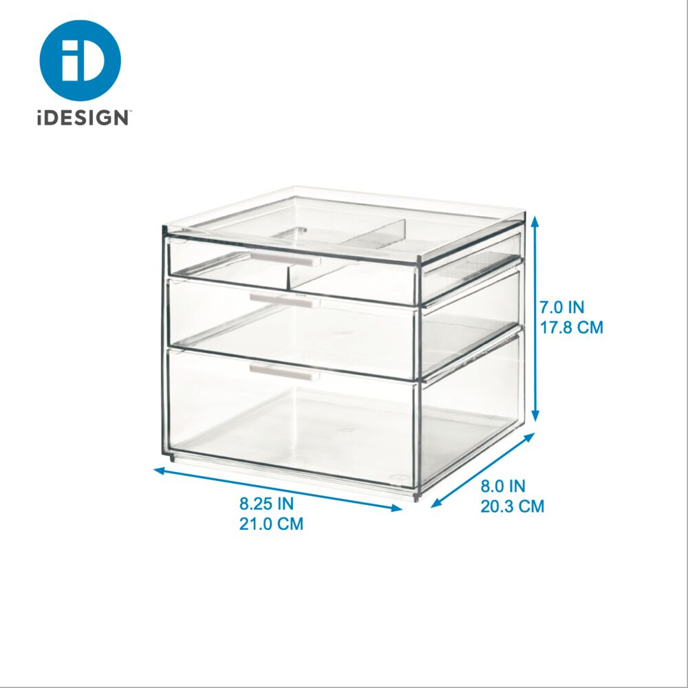 Tall Plastic Cosmetic 3-Drawer Organizer - Image 11