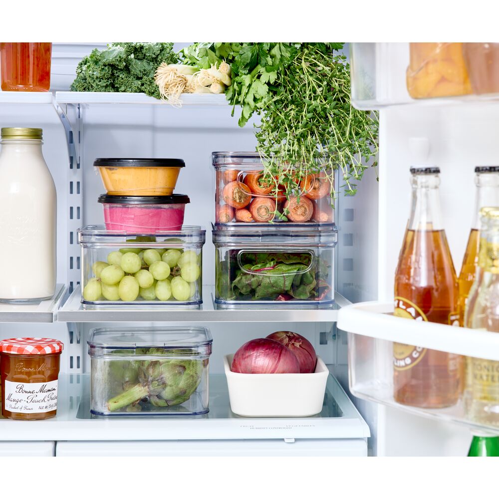 iDesign 4-Piece Recycled Plastic Refrigerator Organizer Bin Set with Lids. Clear/White - Image 3