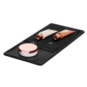 Signature Series Heat-Resistant Silicone Mat for Cosmetic Drawer Organizers. Black