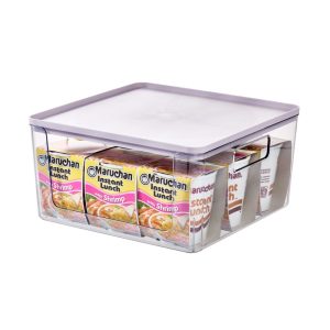 iDesign Open Front Lidded Bin Clear/Lavender Sprinkles