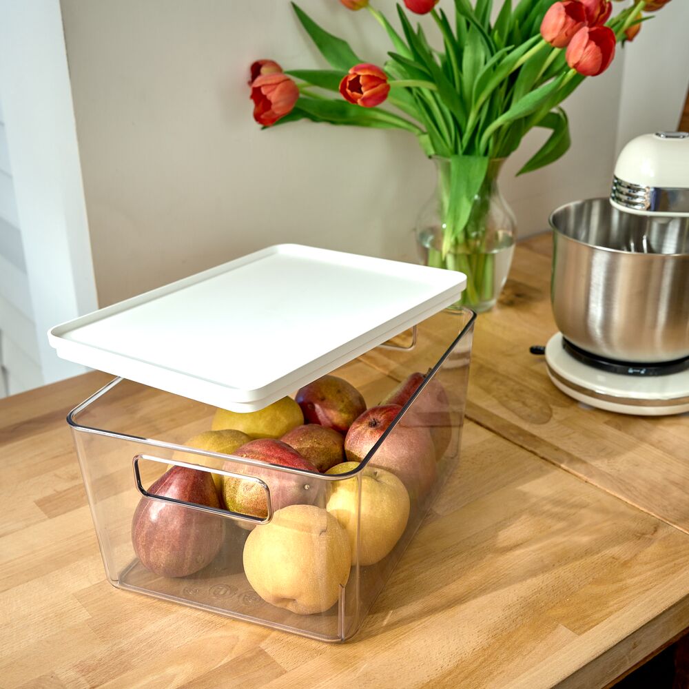 iDesign Large Lidded Bin Clear/Marshmallow - Image 2