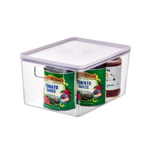 iDesign Medium Lidded Bin Clear/Lavender Sprinkles