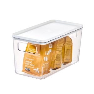 iDesign Kitchen Storage Lidded Bin Clear/Marshmallow