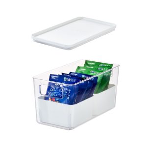iDesign Large Lidded Bin & Inner Bins Clear/Marshmallow