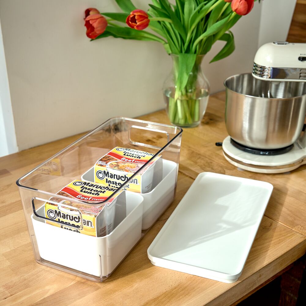 iDesign Large Lidded Bin & Inner Bins Clear/Marshmallow - Image 2
