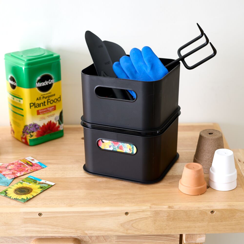 iDesign Eco Garage Storage Starter Set. Made from Recycled Plastic. Set of 6. Matte Black - Image 6