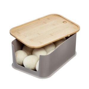 RPP Open Front Bin w Bamboo Lid 8.4 x 11.9 x 5 Porpoise/Natural wood