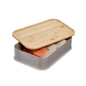 RPP Medium Bin w Bamboo Lid 8.4 x 11.9 x 3 Porpoise/Natural