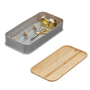 RPP Large Bin w Bamboo Lid 8.4 x 16.9 x 3 Porpoise/Natural
