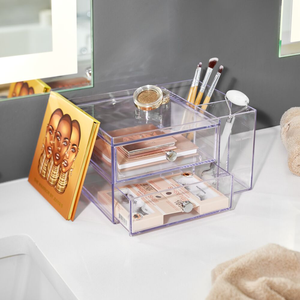 iDesign Drawers with Side Organizer - 2 Drawer in Clear - Image 2
