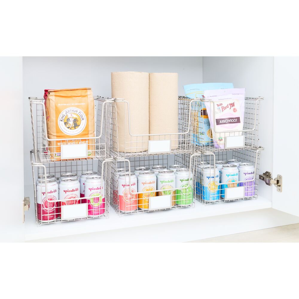 iDesign Classico Stackable Storage Basket with Handles. Matte Satin - Image 6
