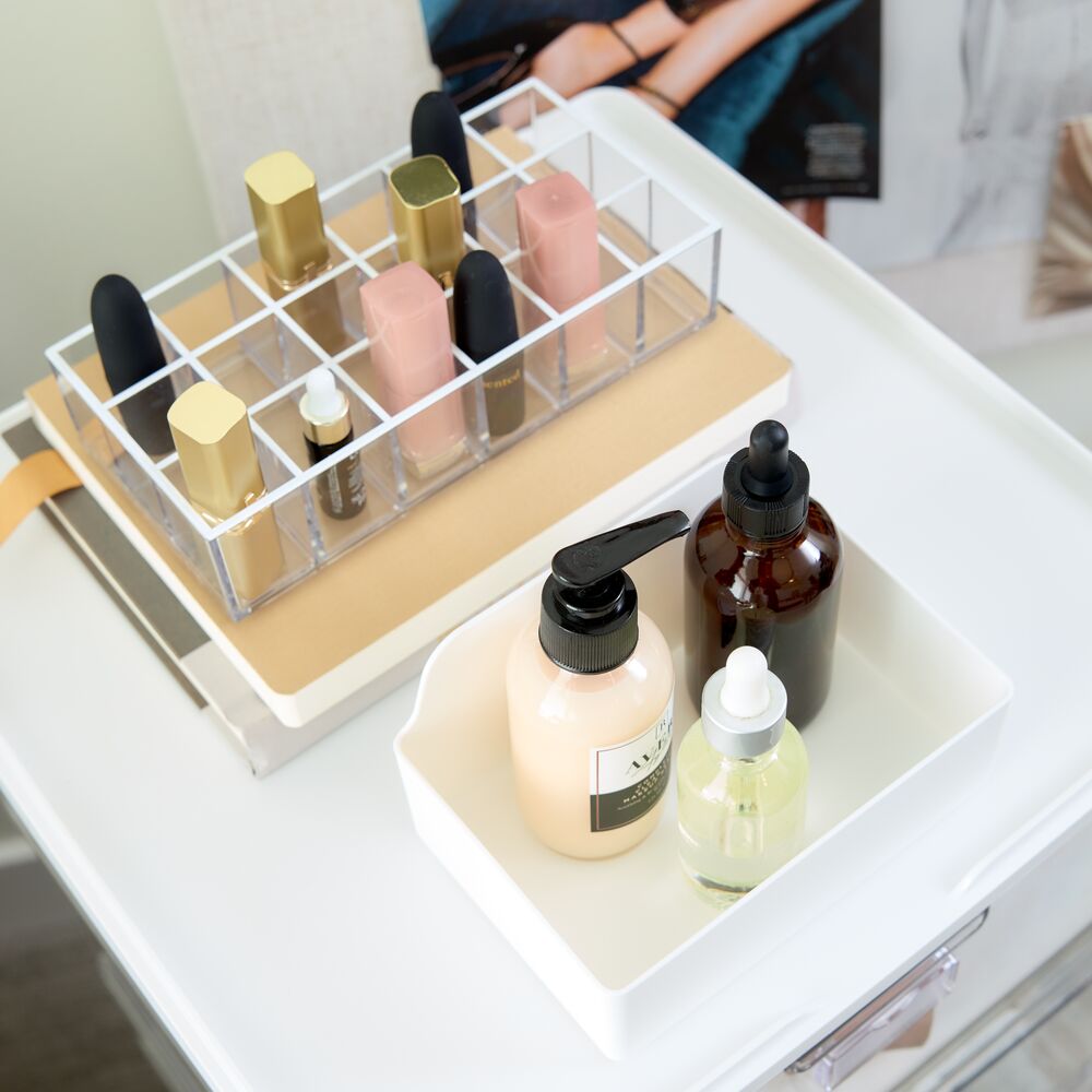 Signature Series Collection In-Drawer Cosmetic Organizer Bin. White - Image 3