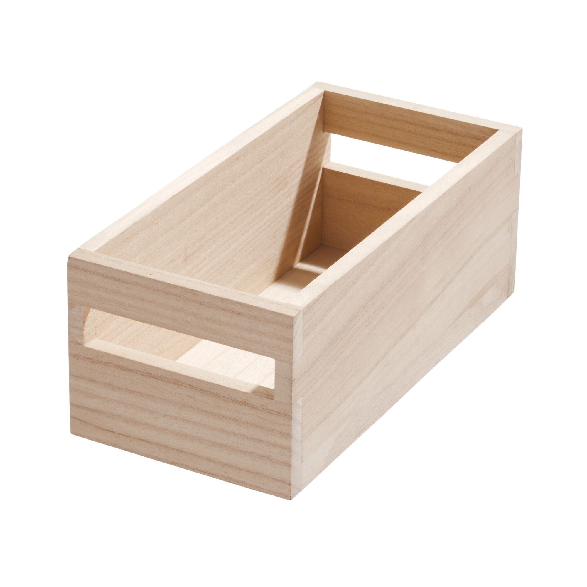 iDesign EcoWood Natural Paulownia Wood Storage Bin with Handles - Image 2
