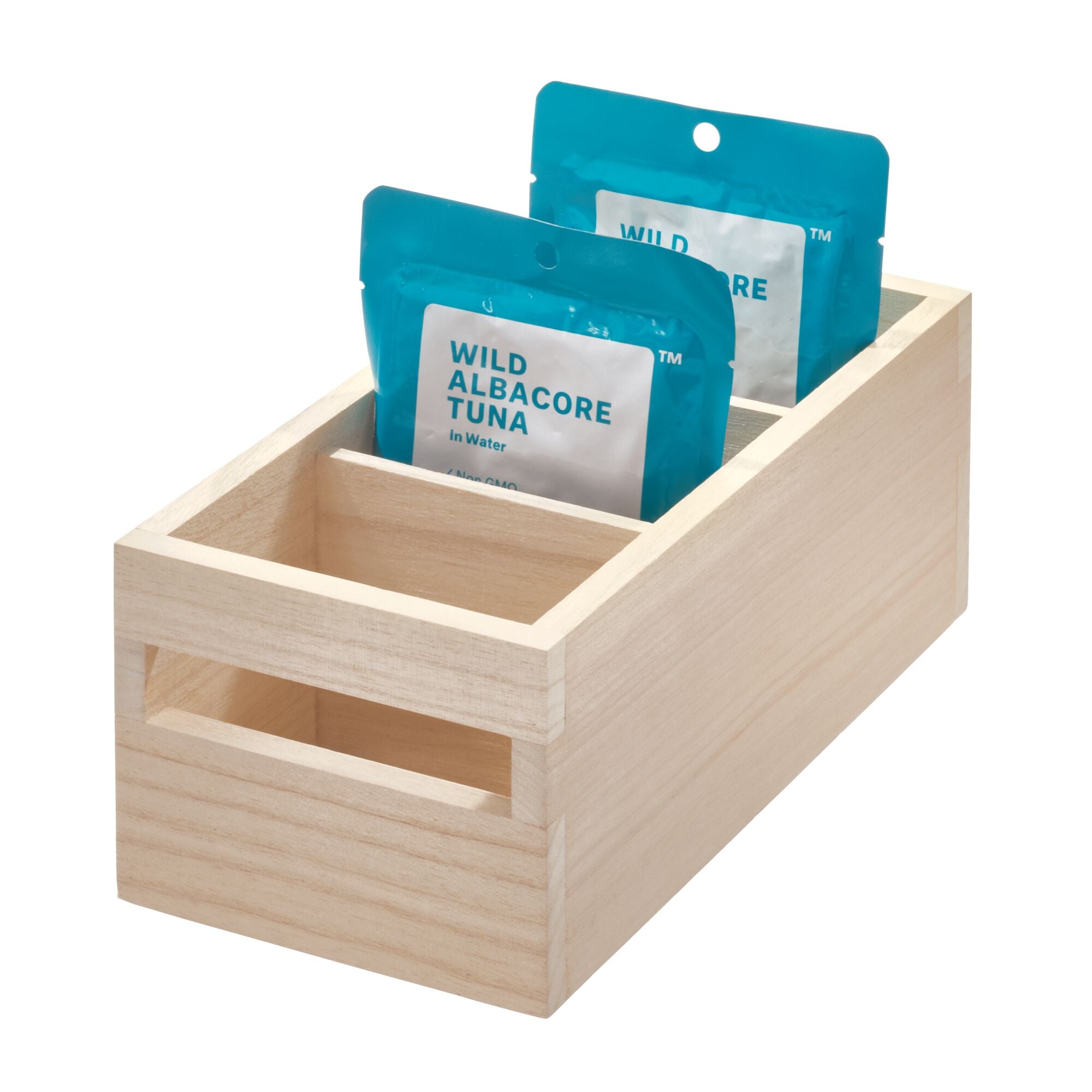 iDesign EcoWood Natural Paulownia Wood Storage Bin with Handles - Image 3