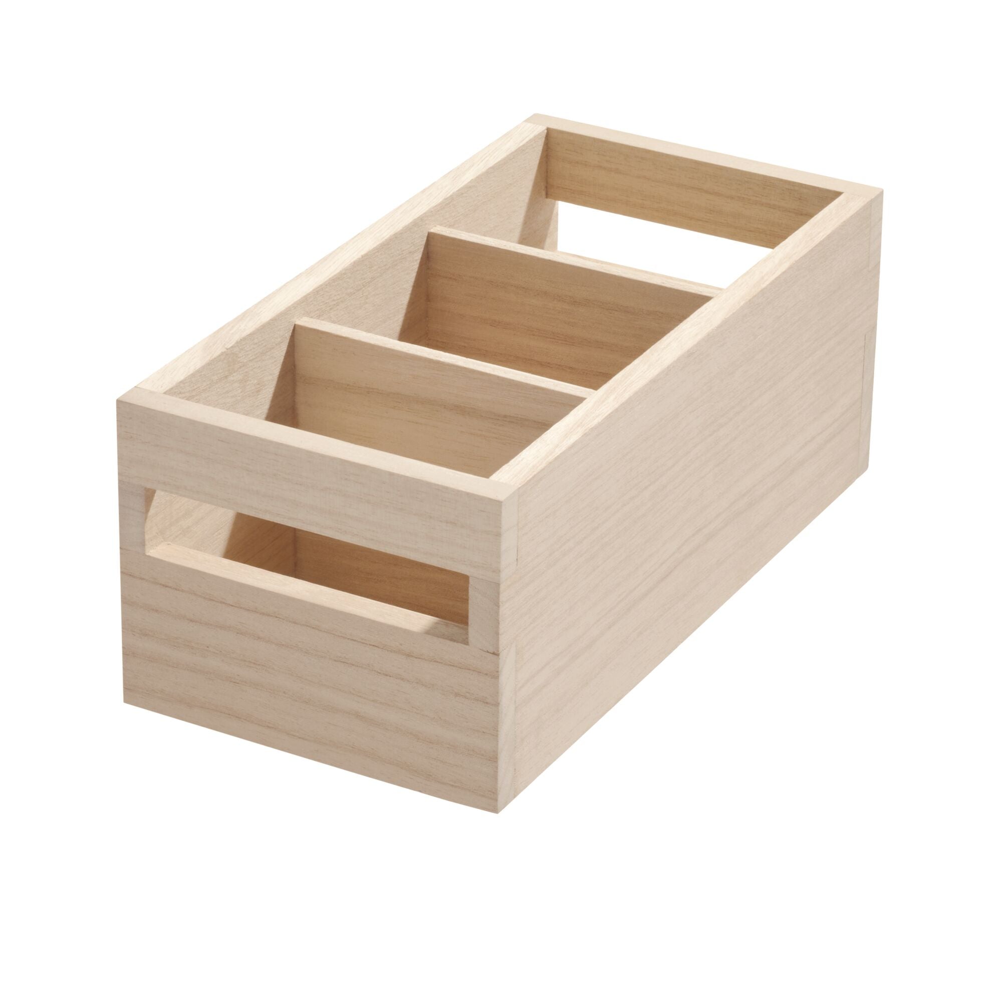 iDesign EcoWood Natural Paulownia Wood Storage Bin with Handles - Image 4