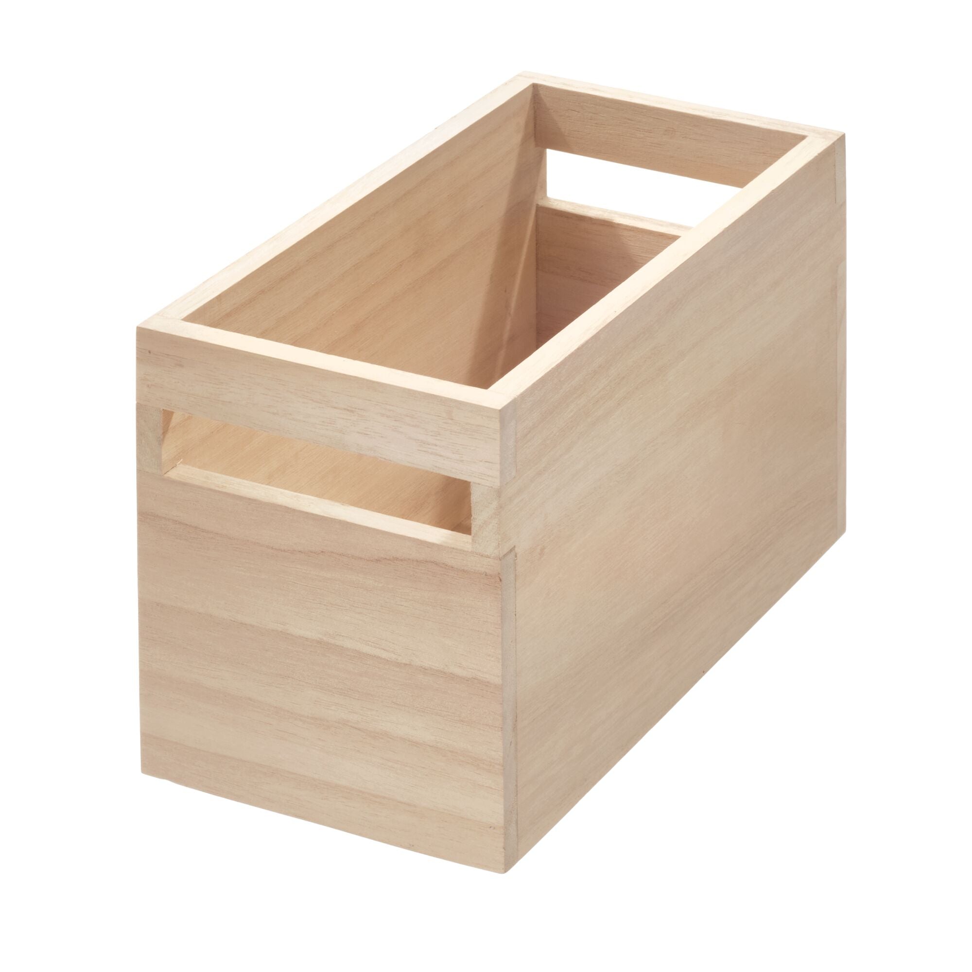 iDesign EcoWood Natural Paulownia Wood Storage Bin with Handles - Image 6