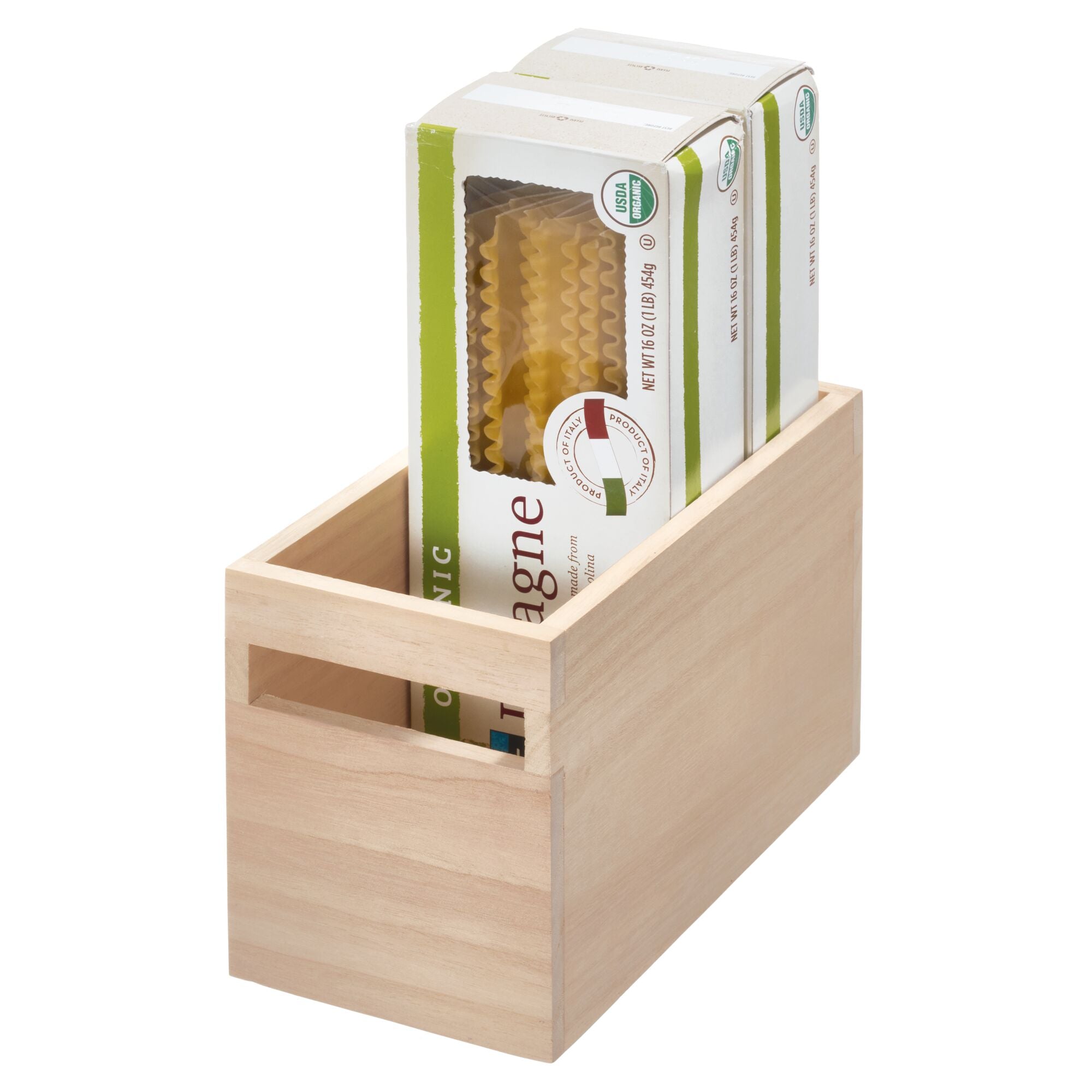 iDesign EcoWood Natural Paulownia Wood Storage Bin with Handles - Image 5