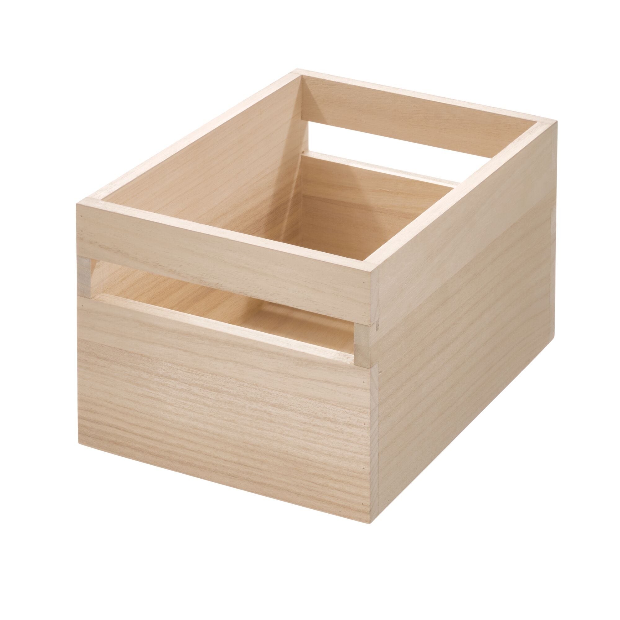 iDesign EcoWood Natural Paulownia Wood Storage Bin with Handles - Image 8