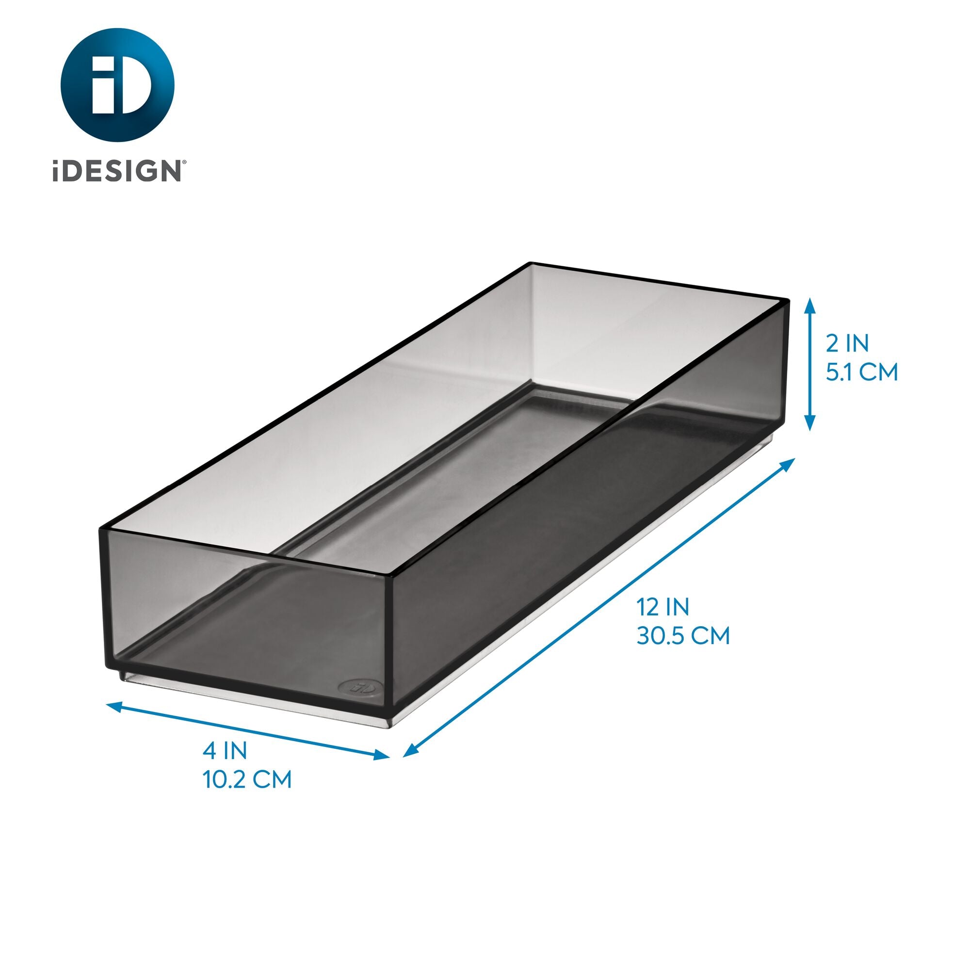 iDesign Cosmetic Drawer Organizer. 4 x 12 x 2. Smoke/Matte Black - Image 5