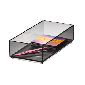 iDesign Cosmetic Drawer Organizer. 4 x 8 x 2. Smoke/Matte Black
