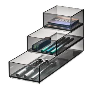 iDesign 3-Piece Cosmetic Organizer Set. Smoke