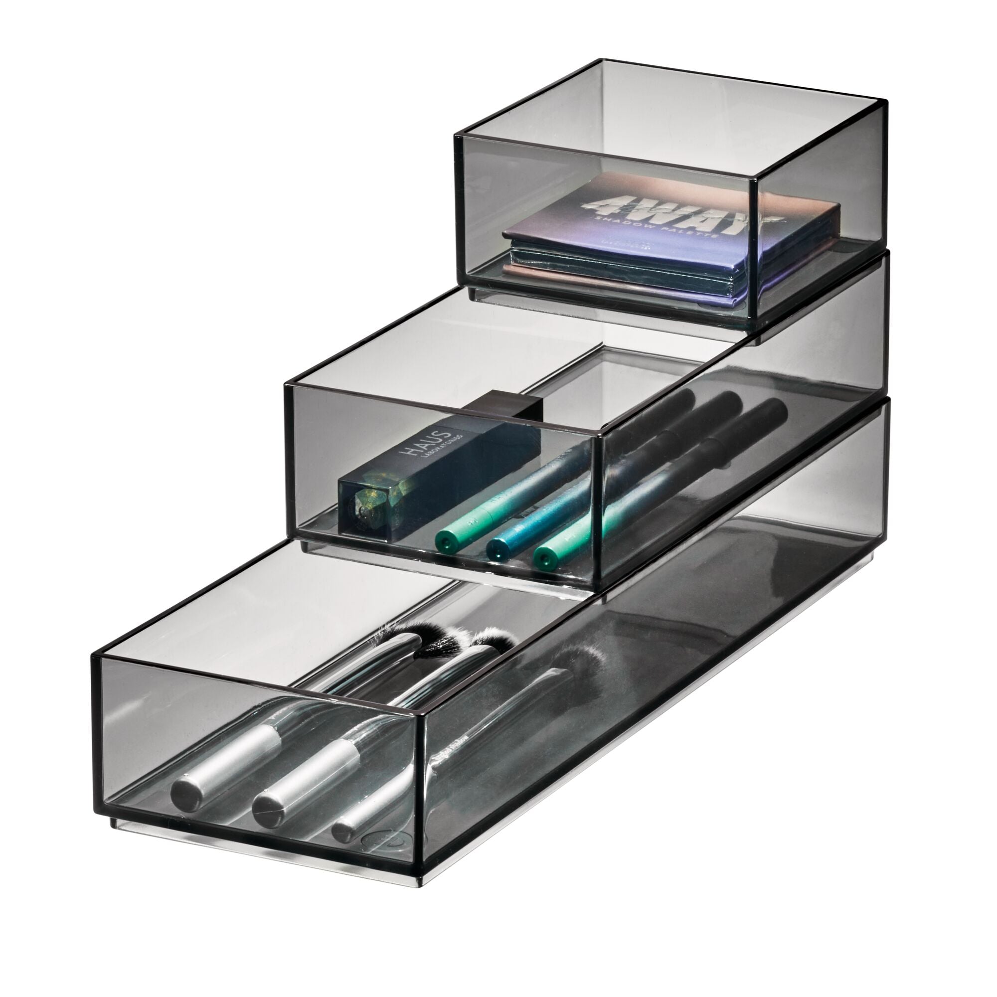 iDesign 3-Piece Cosmetic Organizer Set. Smoke