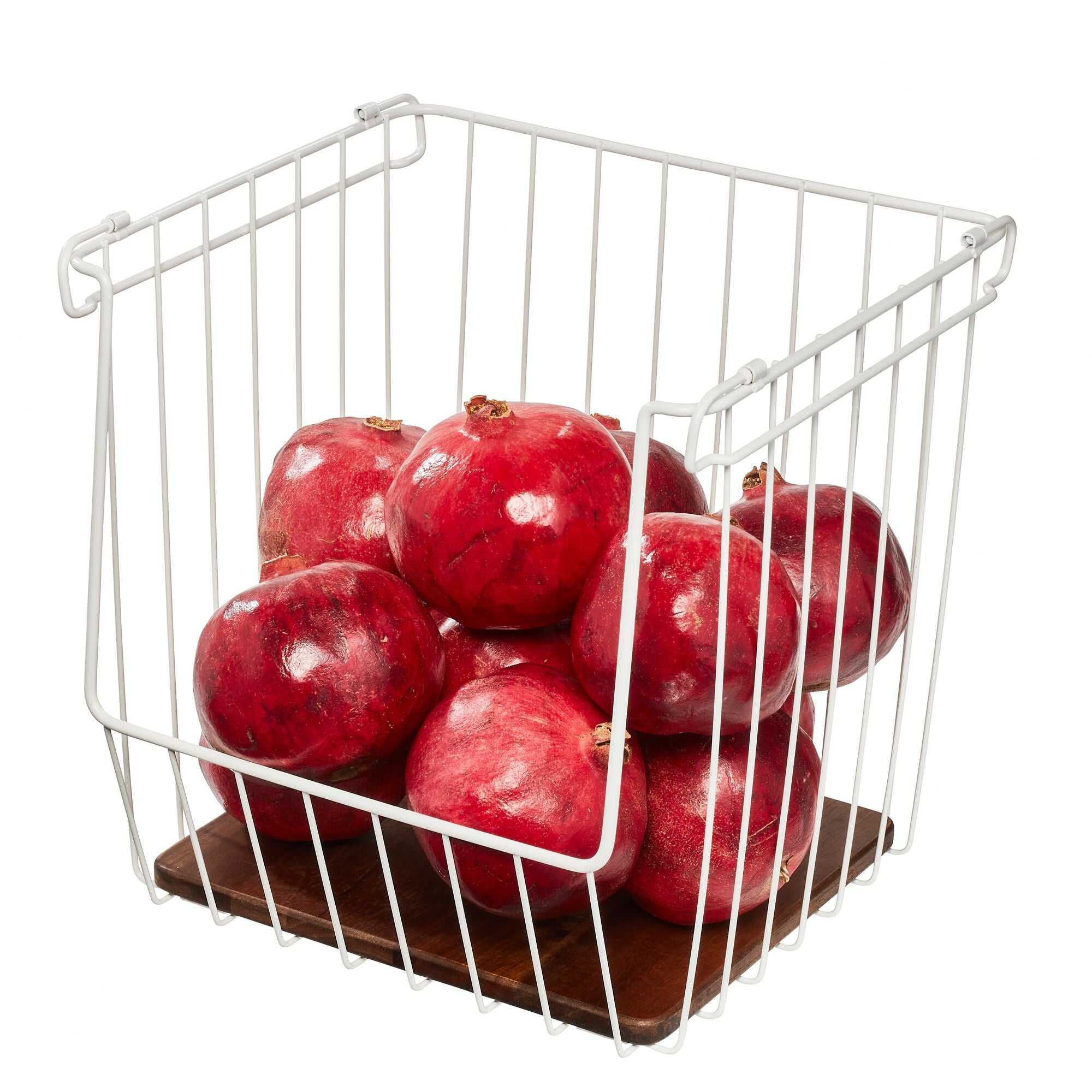 iDesign Open Wire Basket Acacia Wood - Image 30