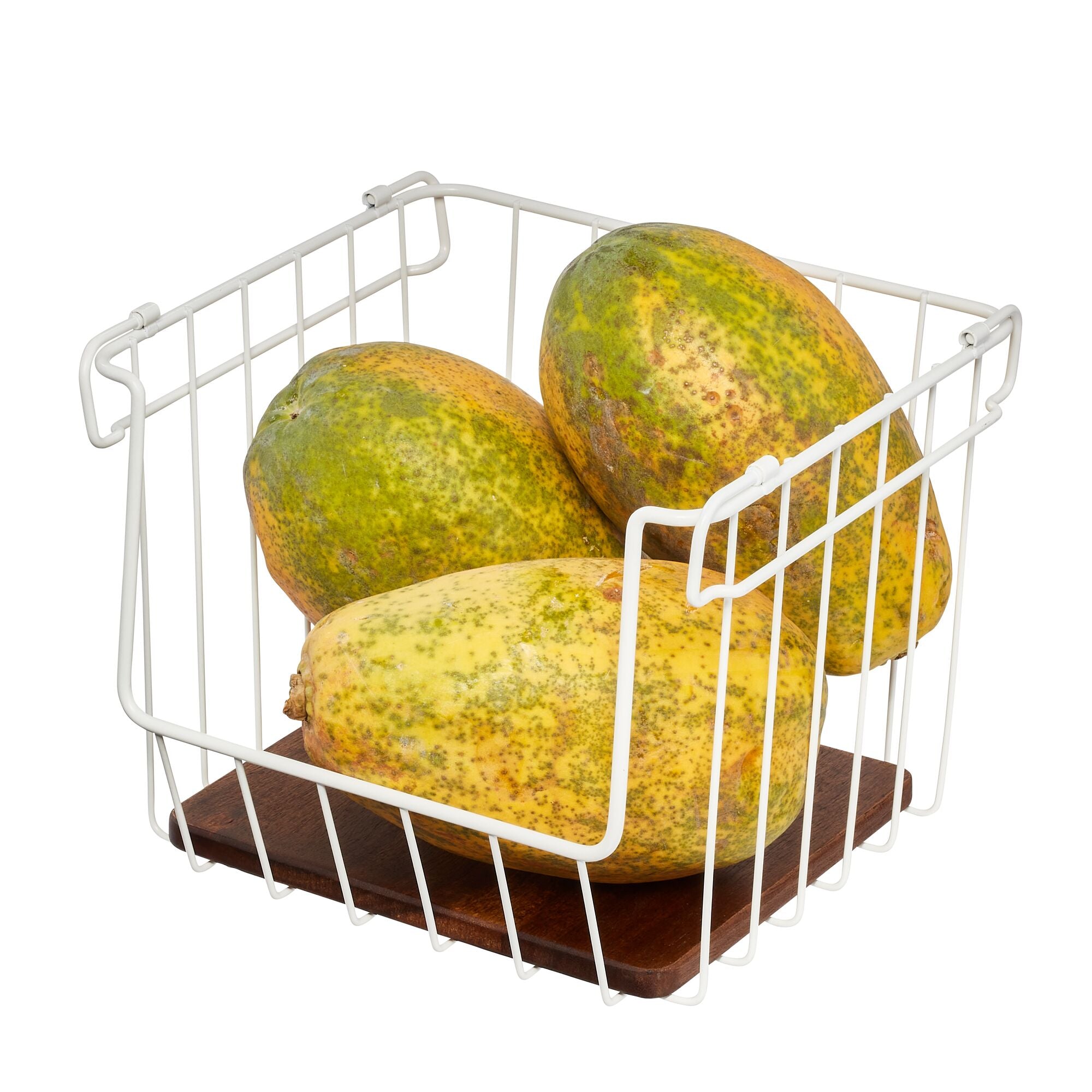 iDesign Open Wire Basket Acacia Wood - Image 6